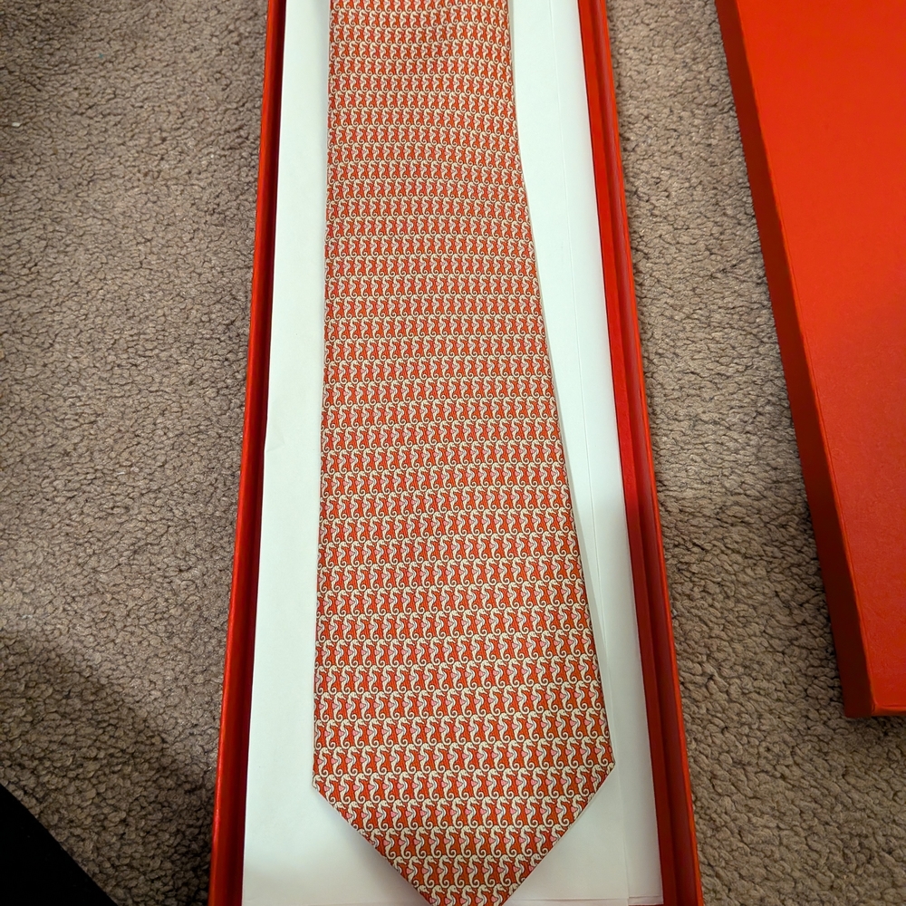Salvatore Ferragamo Orange Patterned Tie